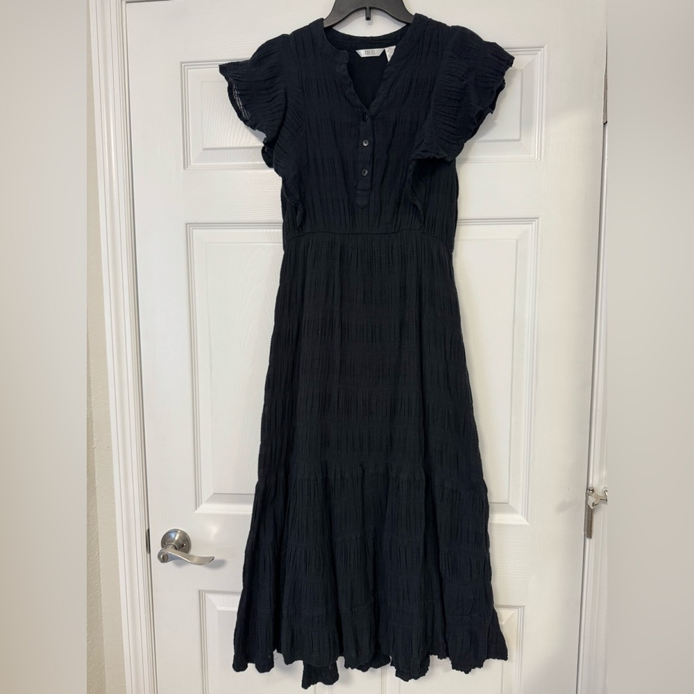 EUC Black Tiered Maxi Sundress with Flutter Sleeves
